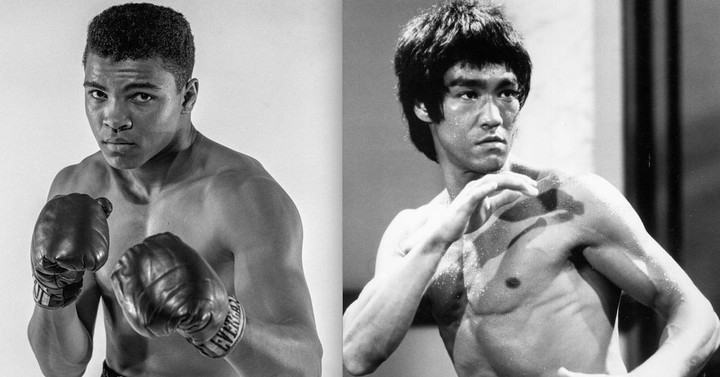 Lý Tiểu Long quan sát kỹ thuật di chuyển của Muhammad Ali